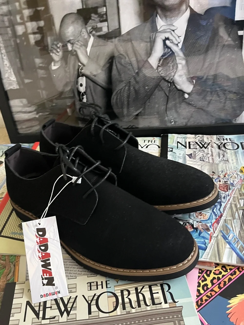 NWT Black Suede Dress Oxfords. with Contrasting Welt - Men's Lace-Up